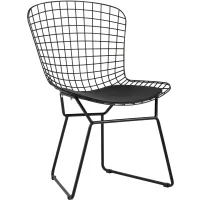 Стул обеденный Bertoia черный с черной подушкой
