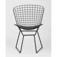Стул обеденный Bertoia черный с черной подушкой