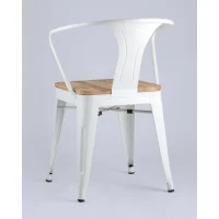 Стул TOLIX ARM WOOD с подлокотниками белый