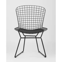 Стул обеденный Bertoia черный с черной подушкой 4 шт