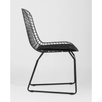 Стул обеденный Bertoia черный с черной подушкой 4 шт