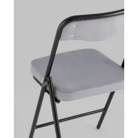 Складной стул Джонни велюр серый каркас черный матовый