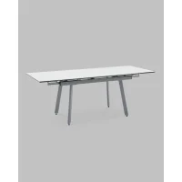 Стол Тайл 140-200/85/75 столешница Snow white подстолье металл серый