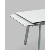 Стол Тайл 140-200/85/75 столешница Snow white подстолье металл серый