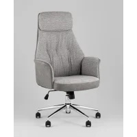 Кресло офисное TopChairs Neoma светло-серый экокожа ткань