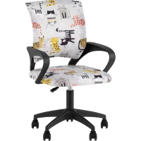 Кресло офисное TopChairs Simple SN Junior принт Blue Cats пластик черный
