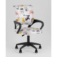 Кресло офисное TopChairs Simple SN Junior принт Blue Cats пластик черный
