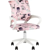 Кресло офисное TopChairs Simple SN Junior принт Pink Cats пластик белый