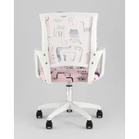 Кресло офисное TopChairs Simple SN Junior принт Pink Cats пластик белый