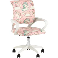 Кресло офисное TopChairs Simple SN Junior принт Unicorns пластик белый