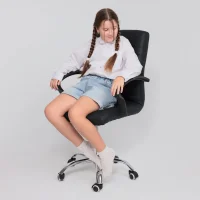 Кресло поворотное James, чёрный, экокожа