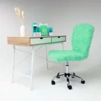 Кресло поворотное Fluffy, мятный, искусственный мех