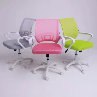 Кресло рабочее, поворотное RICCI NEW, white, ткань/сетка, светло-серый