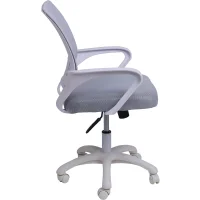 Кресло рабочее, поворотное RICCI NEW, white, ткань/сетка, светло-серый