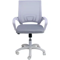 Кресло рабочее, поворотное RICCI NEW, white, ткань/сетка, светло-серый