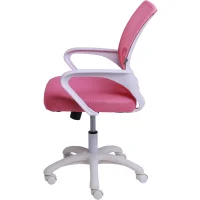 Кресло рабочее, поворотное RICCI NEW, white, ткань/сетка, розовый