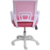 Кресло рабочее, поворотное RICCI NEW, white, ткань/сетка, розовый
