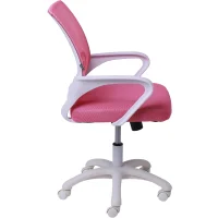 Кресло рабочее, поворотное RICCI NEW, white, ткань/сетка, розовый