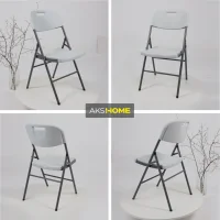 Стул садовый складной со спинкой, белый, hdpe-пластик