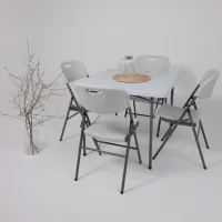 Стул садовый складной со спинкой, белый, hdpe-пластик
