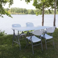 Стол садовый складной, белый, hdpe-пластик, длина 152 см