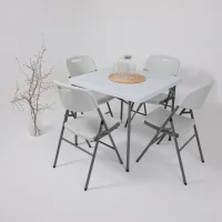 Стол садовый складной, белый, hdpe-пластик, квадратный