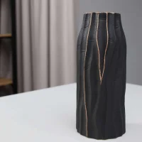 Ваза керамическая WOOD, черный, 10,5*10,5*24см