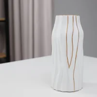 Ваза керамическая WOOD, белый, 10,5*10,5*24см