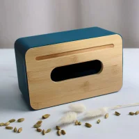 Салфетница BAIL, темно-синий+бамбук, 21*13*10см