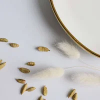 Блюдо фигурное MOONSHINE, керамика, белый+золото, 23см
