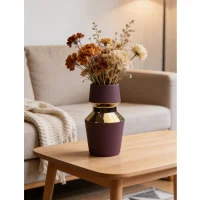 Ваза керамическая ASTOR, фиолетовый+золото, 11*20см