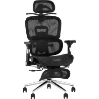 Кресло офисное TopChairs Stich с оттоманкой, черный