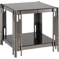 Журнальный столик 55х55 см ГЭТСБИ черное стекло сталь графит