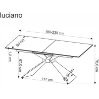 Стол обеденный HALMAR LUCIANO белый мрамор/черный 180-230/90