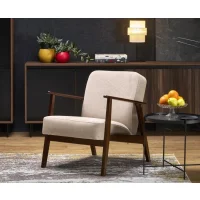 Кресло HALMAR MILANO 1S tap. Castel 15 бежевый/орех