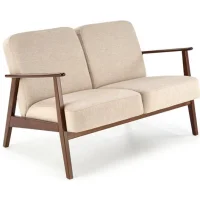 Диван HALMAR MILANO 2S tap. Castel 15 бежевый/орех