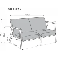 Диван HALMAR MILANO 2S tap. Castel 15 бежевый/орех