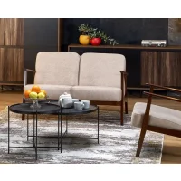 Диван HALMAR MILANO 2S tap. Castel 15 бежевый/орех