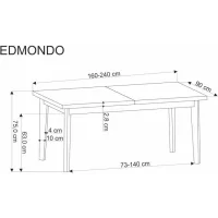 Стол обеденный HALMAR EDMONDO дуб 160-240/90