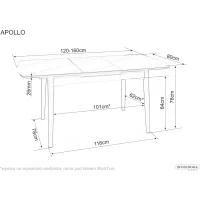 Стол обеденный SIGNAL APOLLO белый мат/черный 120-160/80