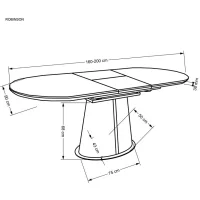 Стол обеденный HALMAR ROBINSON бежевый мрамор/капучино/черный 160-200/90