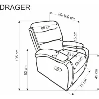Кресло HALMAR DRAGER раскладное, серый