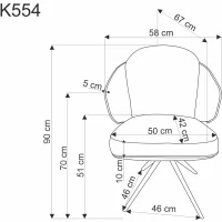 Стул HALMAR K554 серый/светло-серый/черный, поворотный