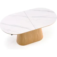 Стол обеденный HALMAR SIRIUS белый мрамор/натуральный 160-240/90