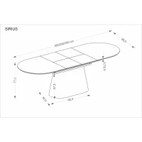 Стол обеденный HALMAR SIRIUS белый мрамор/натуральный 160-240/90