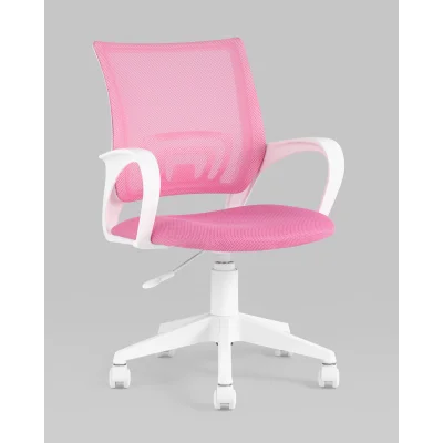 Кресло офисное TopChairs ST-BASIC-W розовый крестовина пластик белый — фото 2