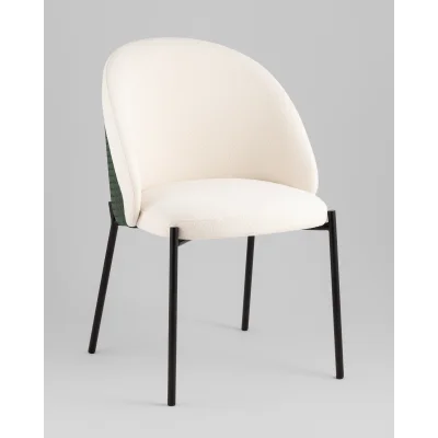 Стул обеденный Adelinde бежевый с зеленой экокожей — фото 2