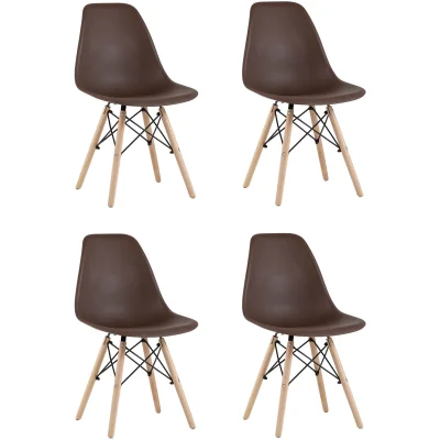 Стул Eames Style DSW коричневый x4 (разборный каркас)