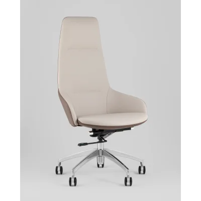 Кресло руководителя TopChairs Soulo светло-серый, коричневый — фото 2
