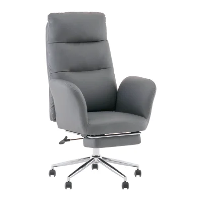Кресло руководителя TopChairs Solid с оттоманкой серый
